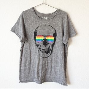 Chaser Skull With Rainbow Sunglasses Short Sleeve Screen print Tee